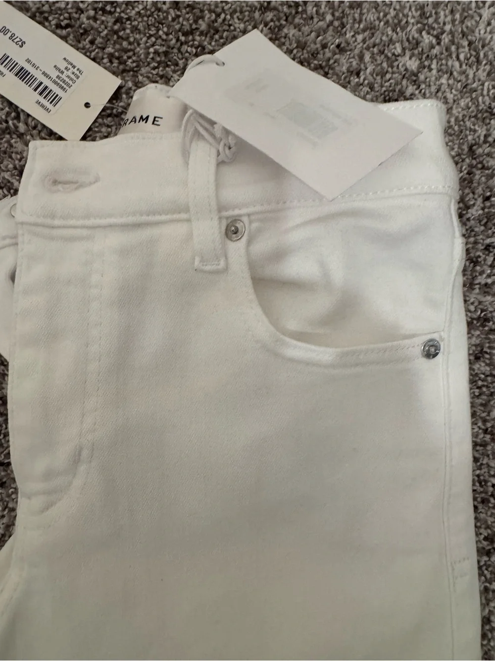 Frame Denim White High-Rise Straight Jeans